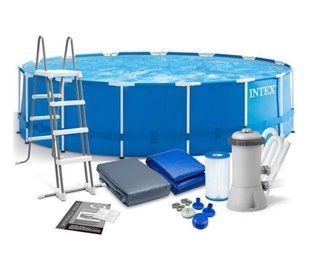 Басейн каркасний круглий 457 x 122 см Intex 28242, драбина, тент, підстилка, фільтр-насос 3785 л/год, 16805 л 28242 NP фото