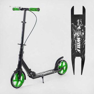 Самокат двоколісний дитячий W-76565 "Best Scooter" "WOLF" колеса PU 200 мм, 1 амортизатор, ручне гальмо W-76565 фото